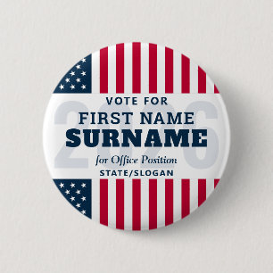 2026 Politieke Verkiezingscampagne Naam kandidaat Ronde Button 5,7 Cm