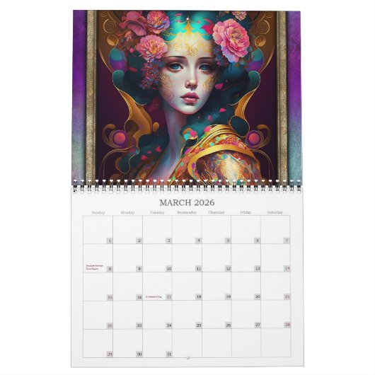 2026 Pop Fantasy Surreal Vrouwen Kunstkalender Kalender (Mar 2026)