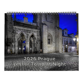 2026 Praag Kleinere Stad 's Nachts Kalender