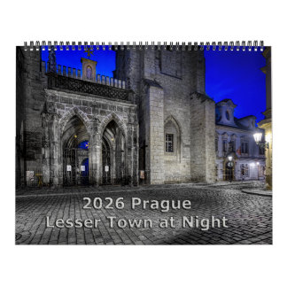 2026 Praag Kleinere Stad 's Nachts Kalender
