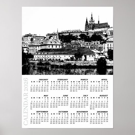 2026 Praagse kalender, Praagse burcht, Tsjechië Poster (Voorkant)