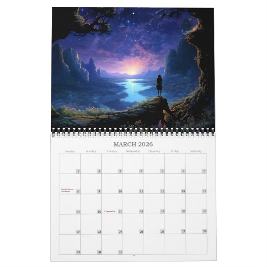 2026 Prachtige landschappen 5 Fantasy Nachtlandsch Kalender (Mar 2026)