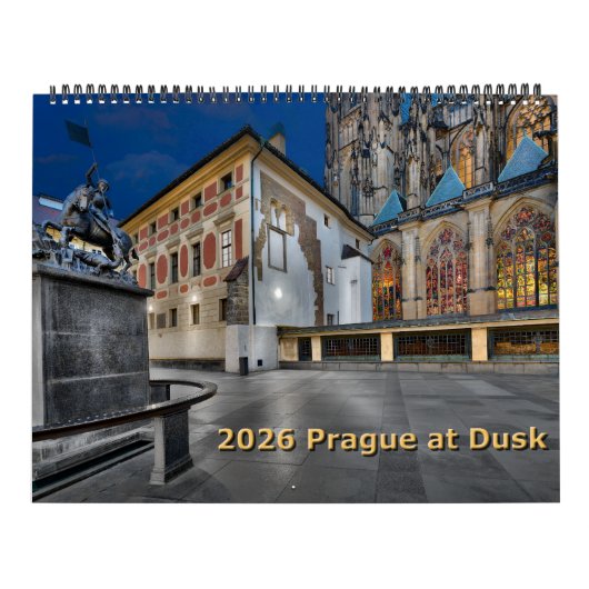 2026 Prague bij schemering Kalender (Hoes)