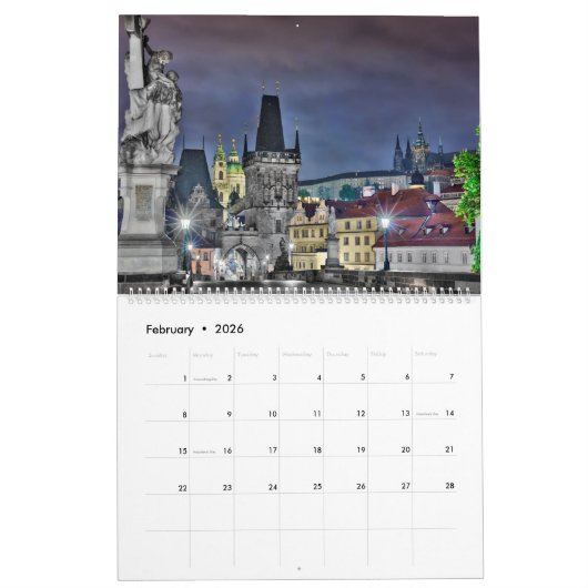 2026 Prague - Charles Bridge Calendar Kalender (Feb 2026)