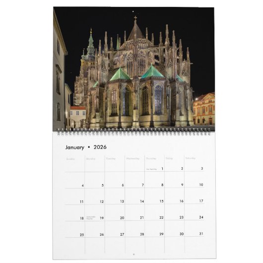 2026 Prague - St.Vitus Cathedral at Night Calendar Kalender (Jan 2026)