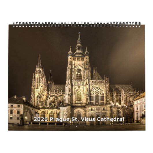 2026 Prague - St.Vitus Cathedral at Night Calendar Kalender (Hoes)