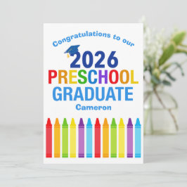 2026 Preschool Graduate Custom Cute Graduation Kaart