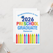 2026 Preschool Graduate Custom Cute Graduation Kaart (Voorkant / Achterkant in situ)