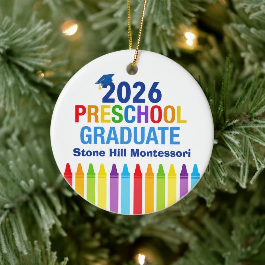 2026 Preschool Graduate Cute Custom Keepsake Keramisch Ornament (Boom)