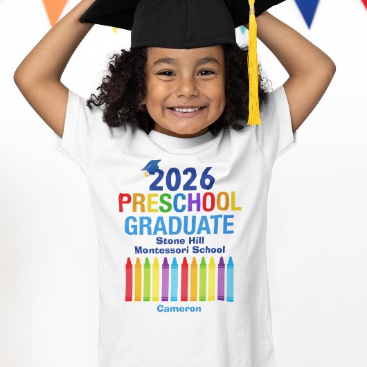 2026 Preschool Graduate Cute Custom Kids T-shirt
