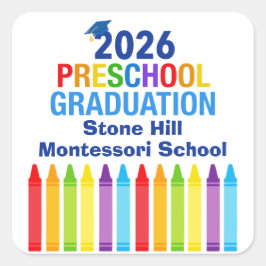 2026 Preschool Graduation Custom School Party Vierkante Sticker