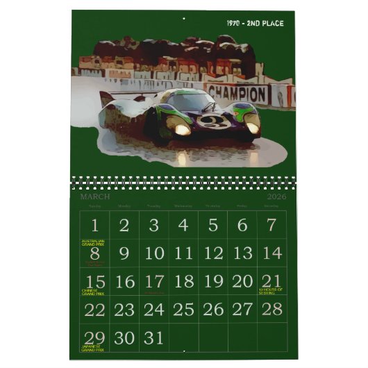 2026 RACING CALENDAR KALENDER (Mar 2026)