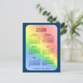 2026 Rainbow Blue 6-maandelijkse agenda van Janz Briefkaart (Staand voorkant)