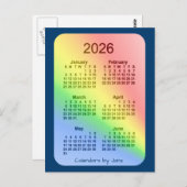 2026 Rainbow Blue 6-maandelijkse agenda van Janz Briefkaart (Voorkant / Achterkant)