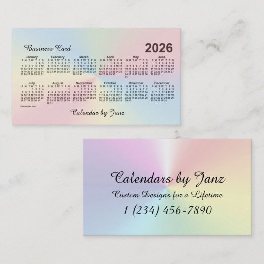 2026 Rainbow Cloud Calendar van Janz Visitekaartje (Voorkant / Achterkant)