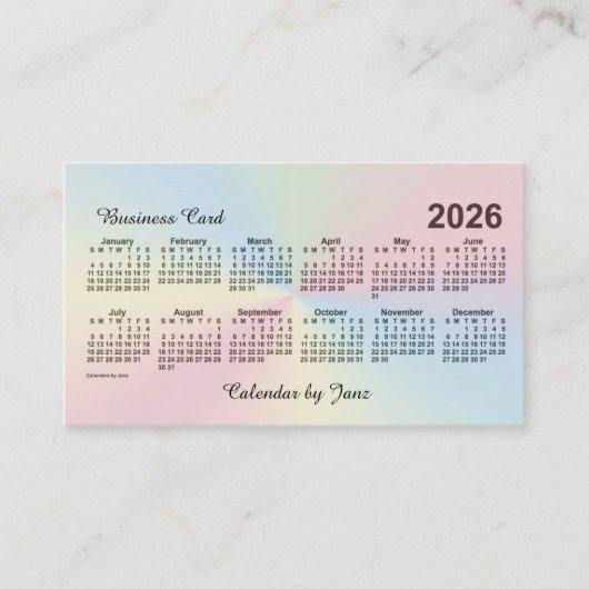 2026 Rainbow Cloud Calendar van Janz Visitekaartje (Voorkant)