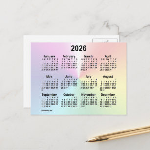 2026 Rainbow Cloud Mini Calendar van Janz Briefkaart