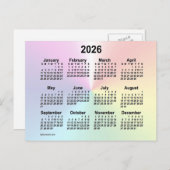 2026 Rainbow Cloud Mini Kalender van Janz Briefkaart (Voorkant / Achterkant)