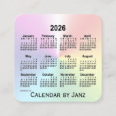 2026 Rainbow Shimmer Agenda van Janz Vierkante Visitekaartje (Voorkant)