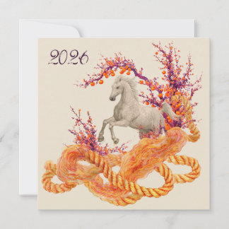 2026 Rearing Horse Lunar New Year Zodiac Feestdagenkaart