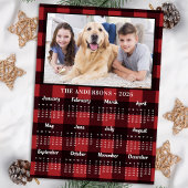2026 Red Buffalo Plaid Familie Hond Fotokalender Feestdagenkaart