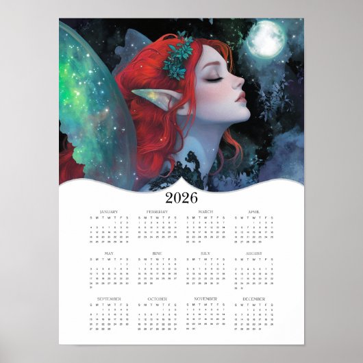 2026 Red Green Fairy Fantasy Voljaar Kalender Poster (Voorkant)