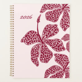 2026 Red Hibiscus Art Floral  Planner