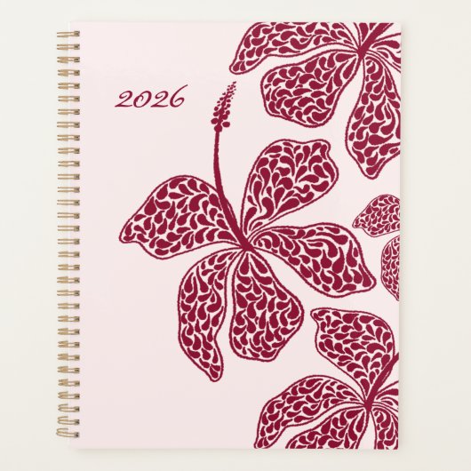 2026 Red Hibiscus Art Floral Planner (Voorkant)