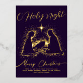 2026 Religieus Kerststal O Heilige Nacht Script Folie Feestdagenkaart (Voorkant)