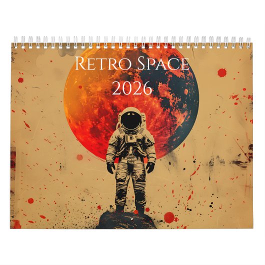 2026 Retro Ruimtekunstkalender Kalender (Hoes)