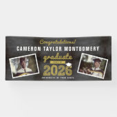 2026 Retro Schoolbord Schets 2 Foto Grad Feest Spandoek (Horizontaal)