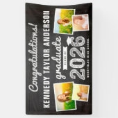 2026 Retro Schoolbord Schets 4 Foto Grad Feest Spandoek (Verticaal)