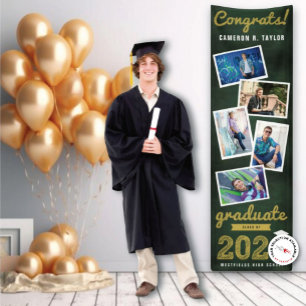 2026 Retro Schoolbord Schets 5 Foto Grad Feest Spandoek