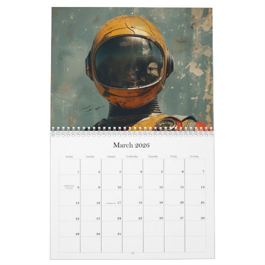 2026 Retro Space Art Calendar Kalender (Mar 2026)