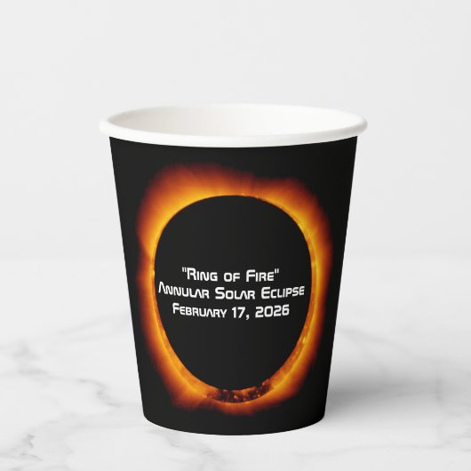 2026 Ringvormige Zonne-eclipse Papieren Bekers (Voorkant)