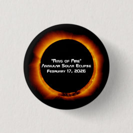 2026 Ringvormige Zonne-eclipse van Vuur Ronde Button 3,2 Cm