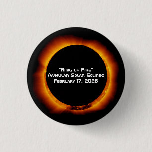 2026 Ringvormige Zonne-eclipse van Vuur Ronde Button 3,2 Cm