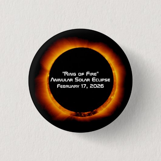 2026 Ringvormige Zonne-eclipse van Vuur Ronde Button 3,2 Cm (Voorkant)