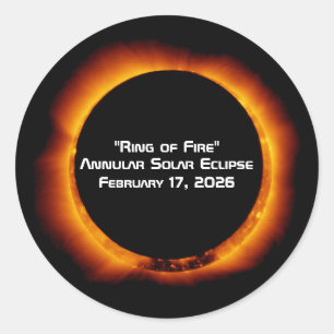 2026 Ringvormige Zonne-eclipse van Vuur Ronde Sticker