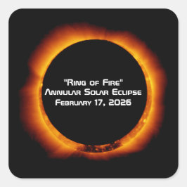 2026 Ringvormige Zonne-eclipse van Vuur Vierkante Sticker