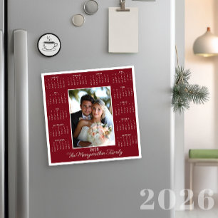 2026 Rode Foto Magnetische Kalender Vakantie Kaart