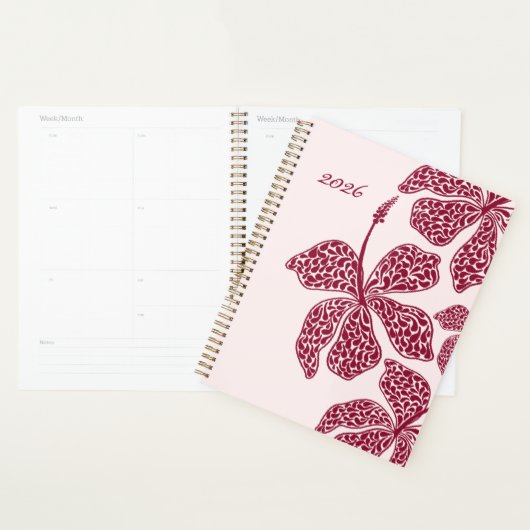 2026 Rode Hibiscus Bloemstuk  Planner (Display)