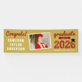 2026 Rode Schets Congrats Foto Afstudeerfeest Spandoek (Horizontaal)