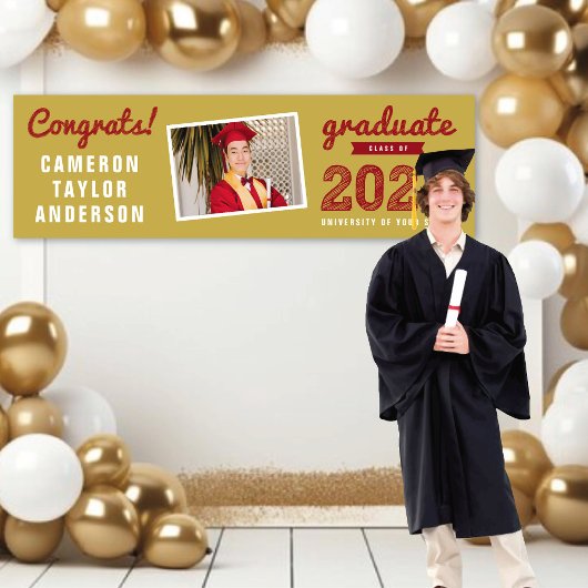 2026 Rode Schets Congrats Foto Afstudeerfeest Spandoek
