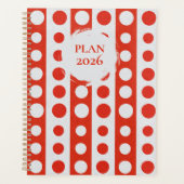2026 Rood en Wit Stippen Spiraal Planner (Voorkant)