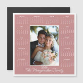 2026 Roze Foto Magnetische Kalender Vakantie Kaart (Voorkant / Achterkant)
