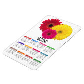 2026 Roze Geel Rood Gerbera Daisy Kalender Magneet (Linkerzijde)