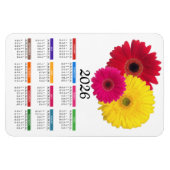 2026 Roze Geel Rood Gerbera Daisy Kalender Magneet (Horizontaal)