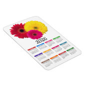 2026 Roze Geel Rood Gerbera Daisy Kalender Magneet (Rechterzijde)