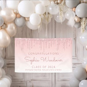 2026 Roze Glitter Drip Afstudeerbanner Spandoek